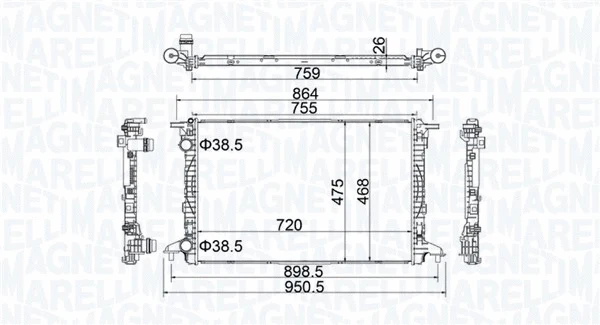 Variklio aušinimo radiatorius MAGNETI MARELLI 350213208900