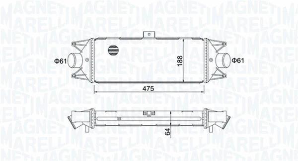Kompresoriaus tarpinio suslėgto oro aušintuvas MAGNETI MARELLI 351319204010