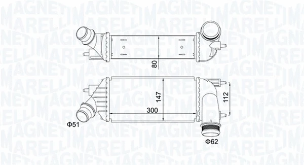 Kompresoriaus tarpinio suslėgto oro aušintuvas MAGNETI MARELLI 351319204140