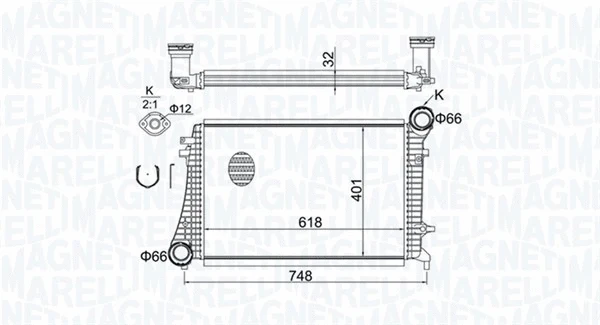 Kompresoriaus tarpinio suslėgto oro aušintuvas MAGNETI MARELLI 351319204240