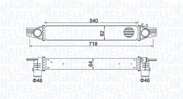 Kompresoriaus tarpinio suslėgto oro aušintuvas MAGNETI MARELLI 351319204360
