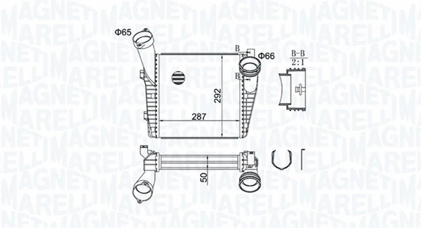 Kompresoriaus tarpinio suslėgto oro aušintuvas MAGNETI MARELLI 351319204400