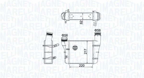 Kompresoriaus tarpinio suslėgto oro aušintuvas MAGNETI MARELLI 351319204580