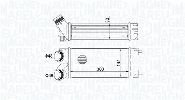 Kompresoriaus tarpinio suslėgto oro aušintuvas MAGNETI MARELLI 351319204670