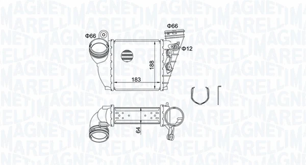 Kompresoriaus tarpinio suslėgto oro aušintuvas MAGNETI MARELLI 351319204870