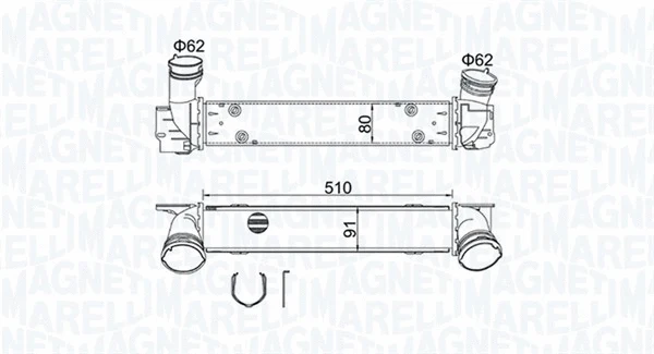Kompresoriaus tarpinio suslėgto oro aušintuvas MAGNETI MARELLI 351319204880