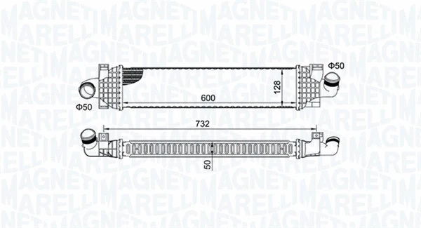 Kompresoriaus tarpinio suslėgto oro aušintuvas MAGNETI MARELLI 351319204980