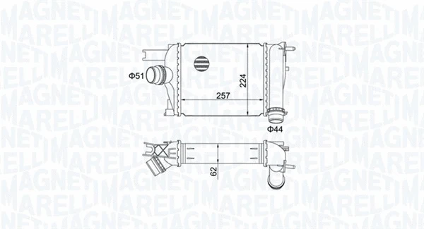 Kompresoriaus tarpinio suslėgto oro aušintuvas MAGNETI MARELLI 351319205170