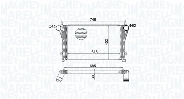 Kompresoriaus tarpinio suslėgto oro aušintuvas MAGNETI MARELLI 351319205370