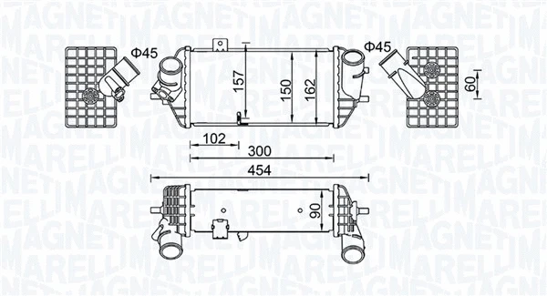 Kompresoriaus tarpinio suslėgto oro aušintuvas MAGNETI MARELLI 351319205690