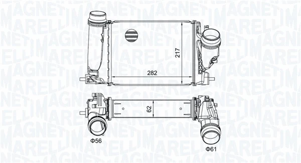 Kompresoriaus tarpinio suslėgto oro aušintuvas MAGNETI MARELLI 351319205830